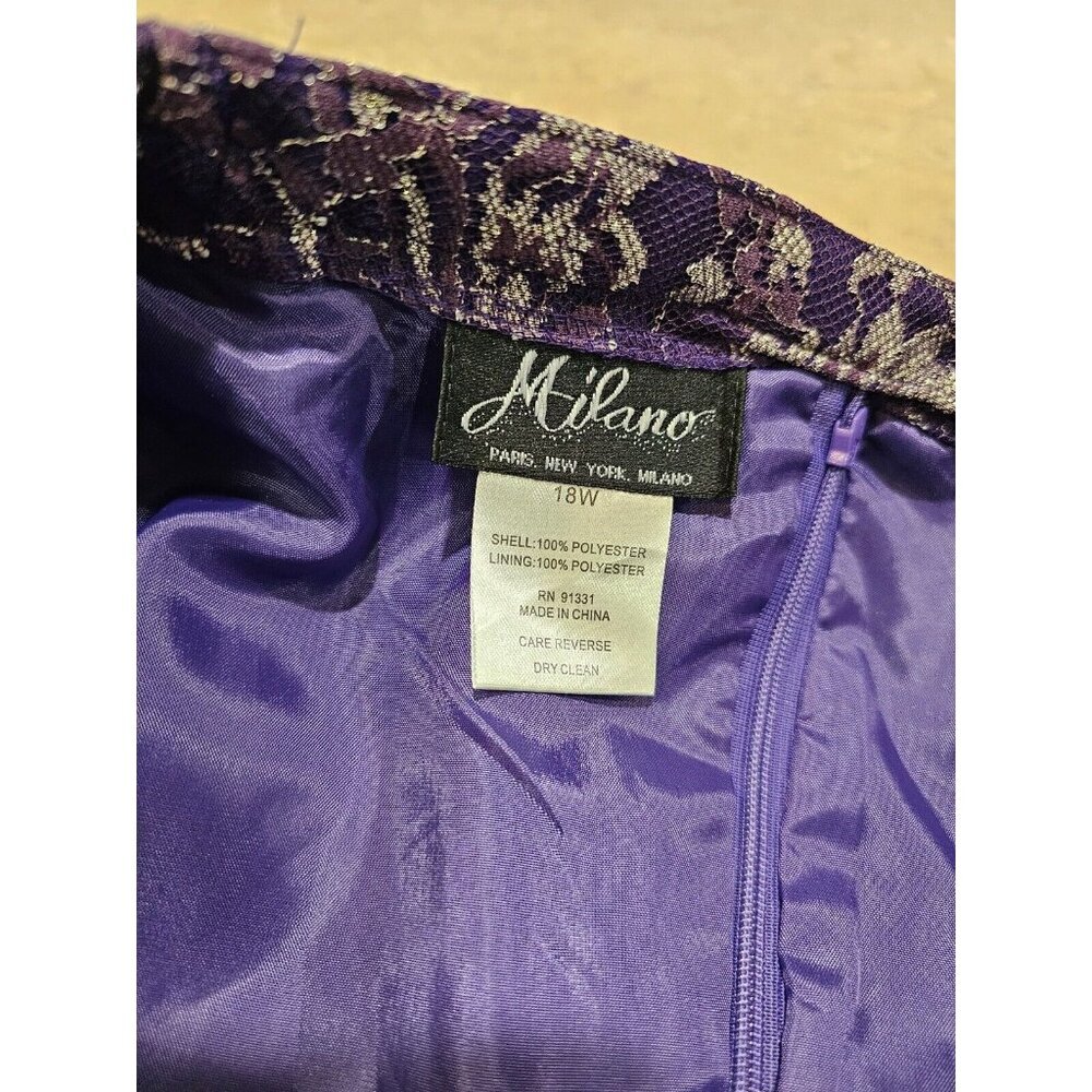 MILANO, PARIS, NY, MILANO Skirt and Jacket Suit Embellished Lace Purple Size 18W - Picture 10 of 15